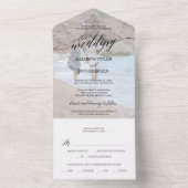 Elegantes Black Calligraphy Foto Wedding All In One Einladung (Innen Boden)