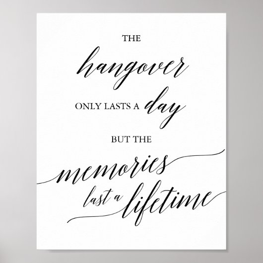 Elegantes Black Calligraphy Hangover & Erinnerunge Poster (Vorne)