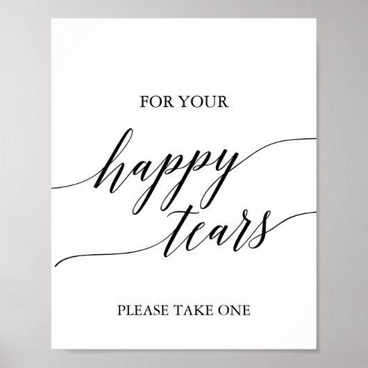 Elegantes Black Calligraphy Happy Tears Tissue Sig Poster (Vorne)