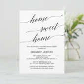 Elegantes Black Calligraphy Housewarming Party Einladung (Stehend Vorderseite)