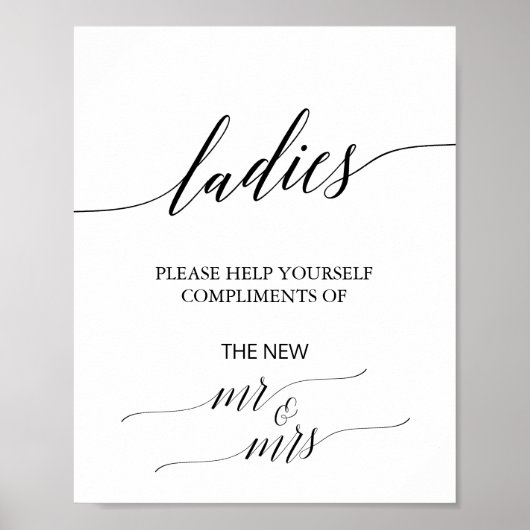 Elegantes Black Calligraphy Ladys Badezimmer-Zeich Poster (Vorne)