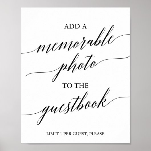 Elegantes Black Calligraphy Memorable Foto Signatu Poster (Vorne)