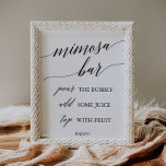 Elegantes Black Calligraphy Mimosa Bar Sign Poster<br><div class="desc">Dieses elegante,  schwarze Kalligrafie-Mimosa-Bar eignet sich perfekt für eine einfache Hochzeit. Das neutrale Design besticht durch ein minimalistisches Poster,  das mit romantischer und skurriler Typografie dekoriert ist.</div>