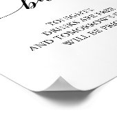 Elegantes Black Calligraphy Open Bar Sign Poster (Ecke)