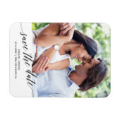 Elegantes Black Calligraphy Save the Date Foto Magnet (Horizontal)