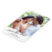 Elegantes Black Calligraphy Save the Date Foto Magnet (Linke Seite)