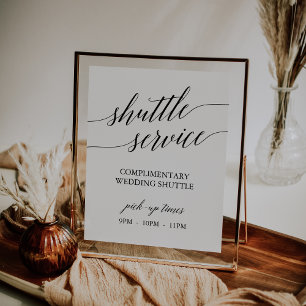Elegantes Black Calligraphy Shuttle Service-Zeiche Poster