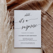 Elegantes Black Calligraphy Surprise Party Einladung