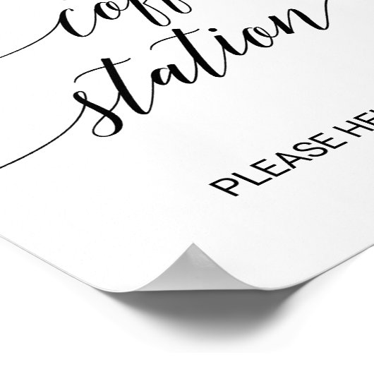 Elegantes Black Calligraphy Tee und Kaffeezeichen Poster (Ecke)