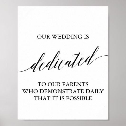Elegantes Black Calligraphy Wedding Dedication-Zei Poster (Vorne)