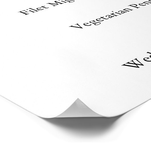 Elegantes Black Calligraphy Wedding Menu Sign Poster (Ecke)