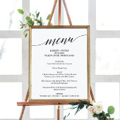 Elegantes Black Calligraphy Wedding Menu Sign Poster