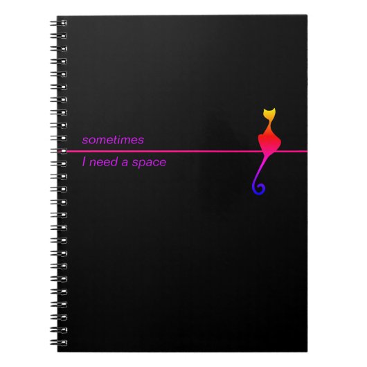 Elegantes Black Cat Illustration Art Notebook Notizblock (Vorderseite)