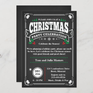 Elegantes Black Chalkboard Weihnachtsfest Party Einladung