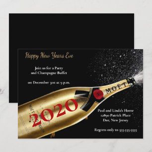 Elegantes Black Champagne Silvester Party Einladung