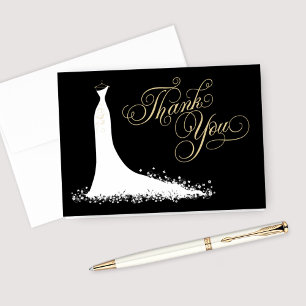 Elegantes Black Champagne Wedding Gown Brautparty Dankeskarte