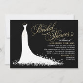 Elegantes Black Champagne Wedding Gown Brautparty Einladung (Vorderseite)