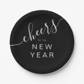 Elegantes Black Cheers New Year's Party Pappteller (Vorderseite)
