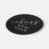 Elegantes Black Cheers New Year's Party Pappteller (Schrägansicht)