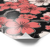 Elegantes Black Cherry Blossom Muster Fotodruck (Ecke)