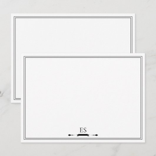 Elegantes Black Chic Initial Monogram Mitteilungskarte (Vorne/Hinten)