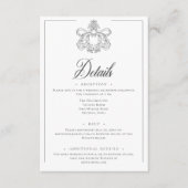 Elegantes Black Chinoiserie Bird Wappen Hochzeit Begleitkarte (Vorderseite)