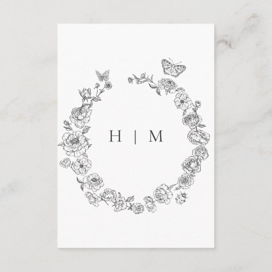 Elegantes Black Chinoiserie Bird Wappen Hochzeit Begleitkarte (Rückseite)