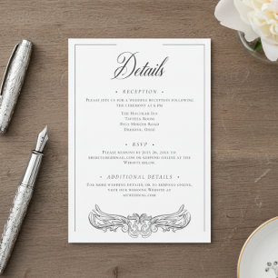 Elegantes Black Chinoiserie Bird Wappen Hochzeit Begleitkarte