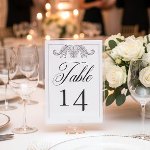 Elegantes Black Chinoiserie Bird Wappen Hochzeit Tischnummer