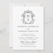 Elegantes Black Chinoiserie Foto Hochzeit Einladung (Vorderseite)