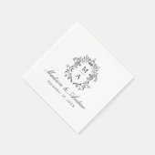 Elegantes Black Chinoiserie Monogram Wappen Weddin Serviette (Ecke)