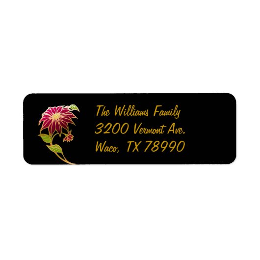 Elegantes Black Christmas Address Label (Vorne)