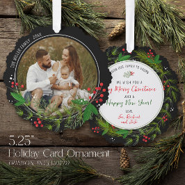 Elegantes Black Christmas Greenerity Wreath Foto Ornament Karte