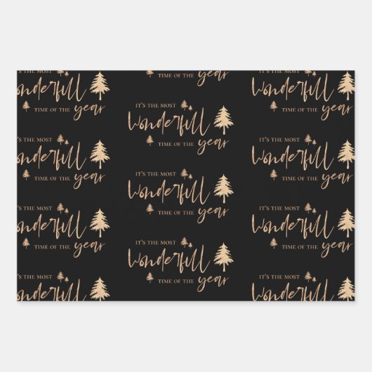 Elegantes Black Copper Frohe Weihnachtsgeschenk Geschenkpapier Set (Vorderseite 3)