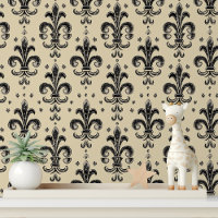 Elegantes Black Cream Lilie Pattern