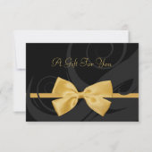 Elegantes Black Curls Imitate Gold Bow Geschenkgut (Vorderseite)