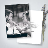 Elegantes Black Cursive Foto Hochzeit Dankeschön C Dankeskarte