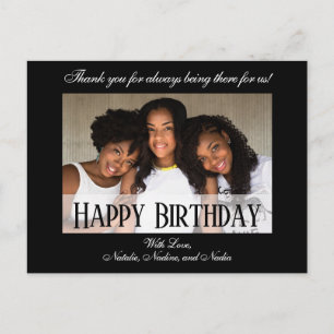 Elegantes Black Custom Happy Birthday Foto Postkarte