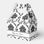 Elegantes Black Damask Customizable Favor Box Geschenkschachtel (Rückseite)