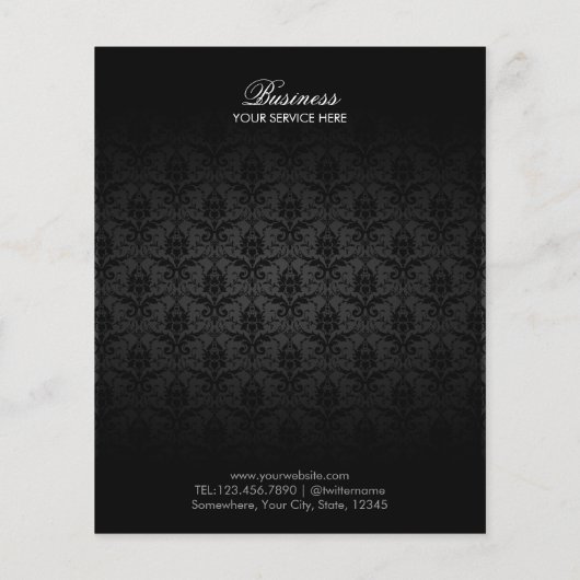 Elegantes Black Damask Fair & Beauty Salon Flyer (Hinten)