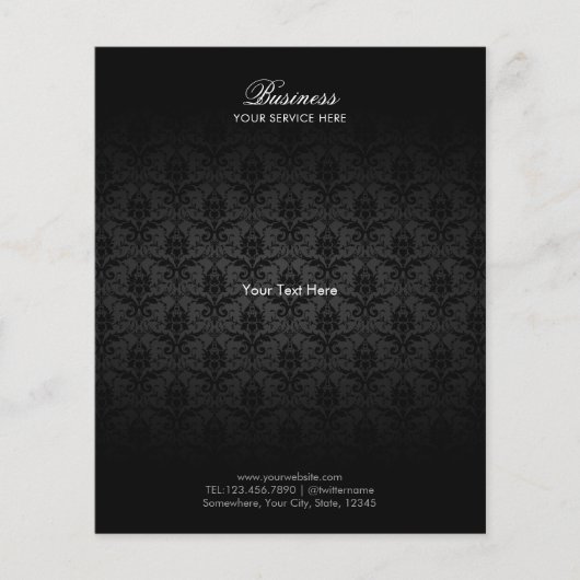 Elegantes Black Damask Fair & Beauty Salon Flyer (Vorne)