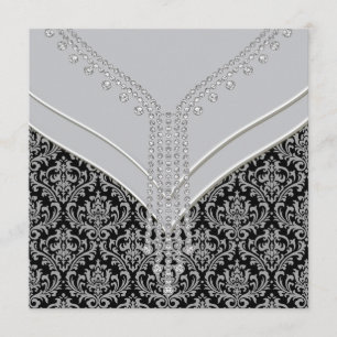 Elegantes Black Damask Party Einladung