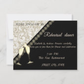 Elegantes Black,Damask Weddi Probe Dinner Einladung (Vorderseite)