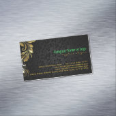 Elegantes Black Damaskus Gold Floral Lace 4 Magnetische Visitenkarte (Beispiel)