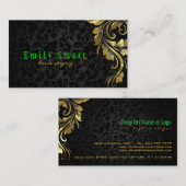 Elegantes Black Damaskus Gold Floral Lace 4 Visitenkarte (Vorne/Hinten)