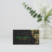 Elegantes Black Damaskus Gold Floral Lace 4 Visitenkarte (Stehend Vorderseite)