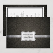 Elegantes Black & Dark Gray Damask Probe Dinner Einladung (Vorne/Hinten)
