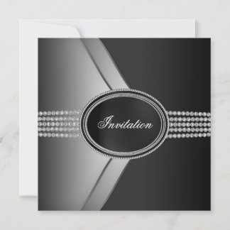 Elegantes Black Diamond Black Krawatte Party Einladung