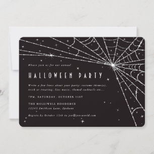 Elegantes Black Diamond Spider Web-Halloween-Party Einladung