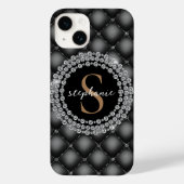 Elegantes Black Diamonds Custom Gold Monogram Case-Mate iPhone Hülle (Rückseite)